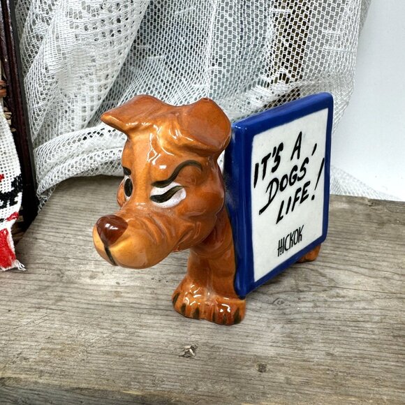 Vintage Hickok Ceramic Dog Figurine - It's A Dogs' Life! - Hand-Painted - Made I - Picture 2 of 7